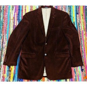 Saddlebred Mens 44L Brown Corduroy Blazer Cotton Sport Coat Jacket 2 Button EUC